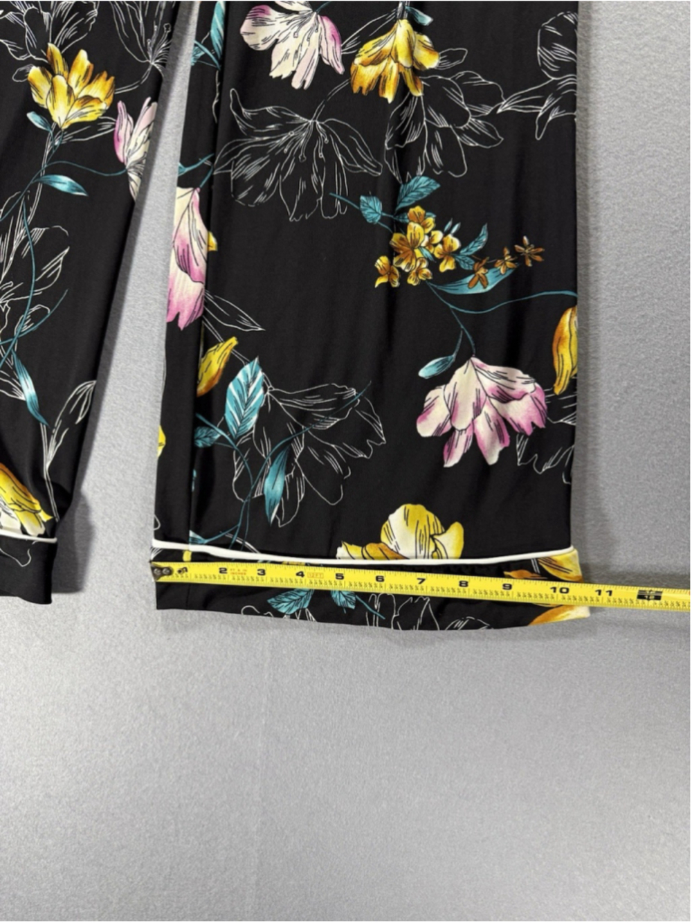Monteau wide-leg Black Floral Yellow & Pink Flowy Summer Size Medium Stretch - Picture 4 of 9